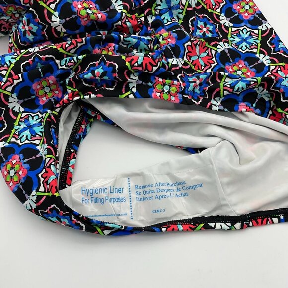 La Blanca Casa Azul Colorful Tiles 1-pc Swimsuit Tie Front w/accents Sz 16 NWT - Picture 9 of 12